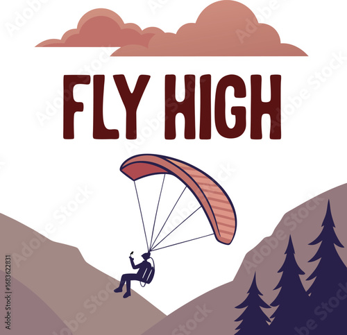Paraglider soaring over mountain landscape paragliding