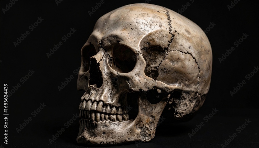 Obraz premium Worn Skull with Cracks