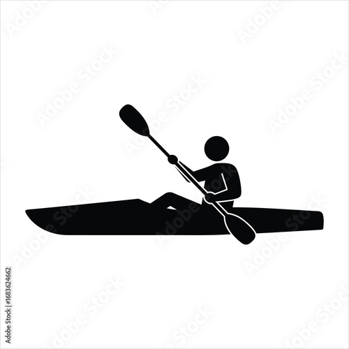 Person paddling kayak silhouette simple icon representing water sport outdoor activity adventure