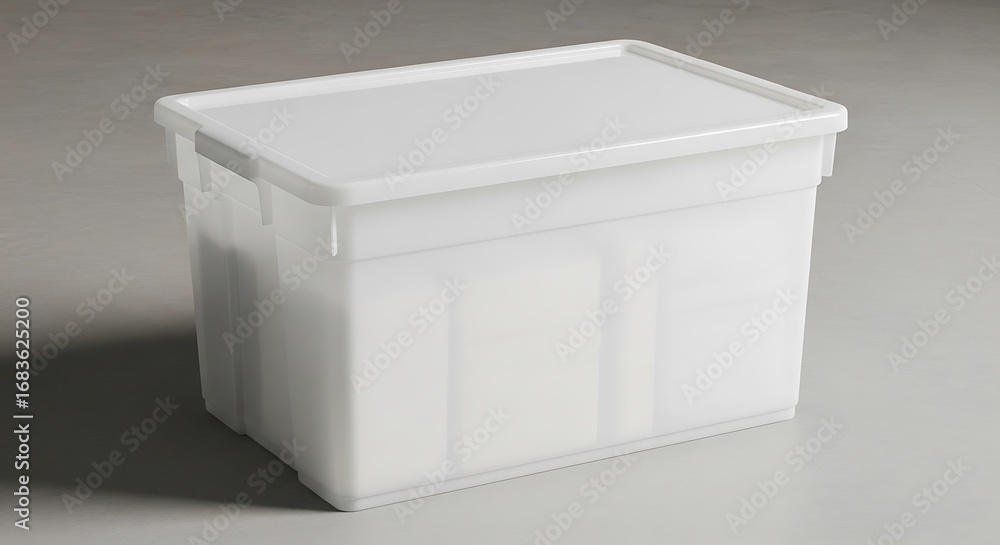 Studio Shot of a White Plastic Storage Container with Secure Lid Design Studio Shot of a White Plastic Storage Container with Secure Lid Design
