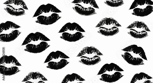 Black Lipstick Kisses Seamless Pattern