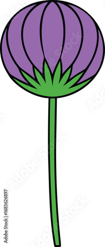 Delicate purple allium flower vector illustration scalable graphic design transparent background