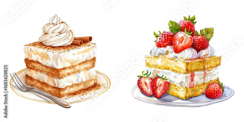 tres leches watercolor vector illustration