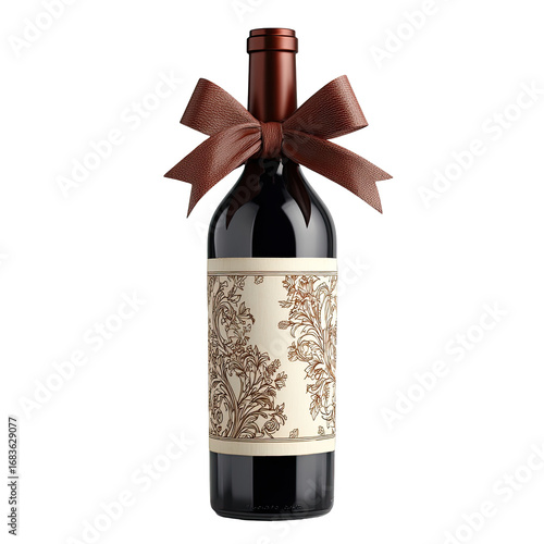 Wine bottle with a gift bow