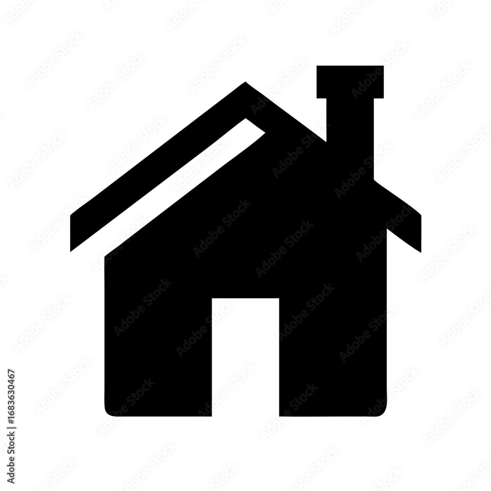 Fototapeta premium Vector art of simple house icon with chimney