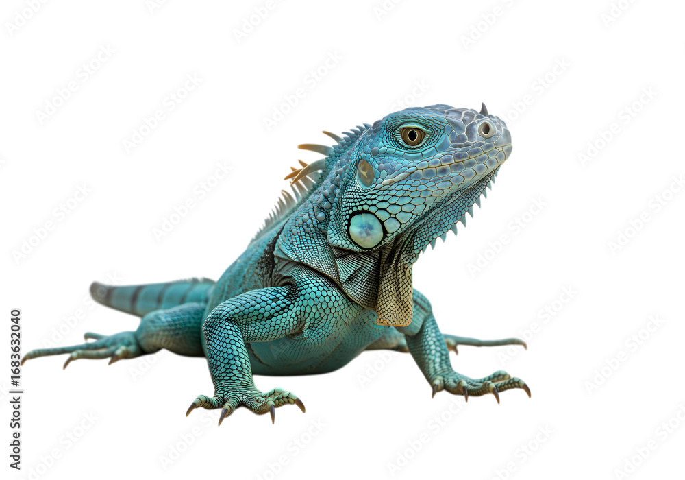Fototapeta premium Blue Iguana on White Background