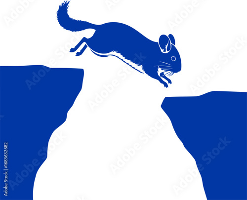 blue chinchilla silhouette leap of faith courage, determination, and the pursuit of dreams, isolated on transparent background