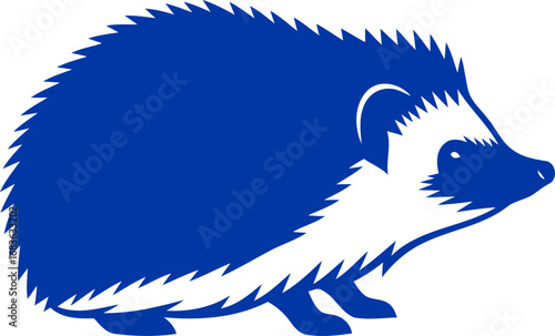 cobalt blue hedgehog silhouette prickles of determination, symbol of quiet strength and nighttime wanderlust, isolated on transparent background