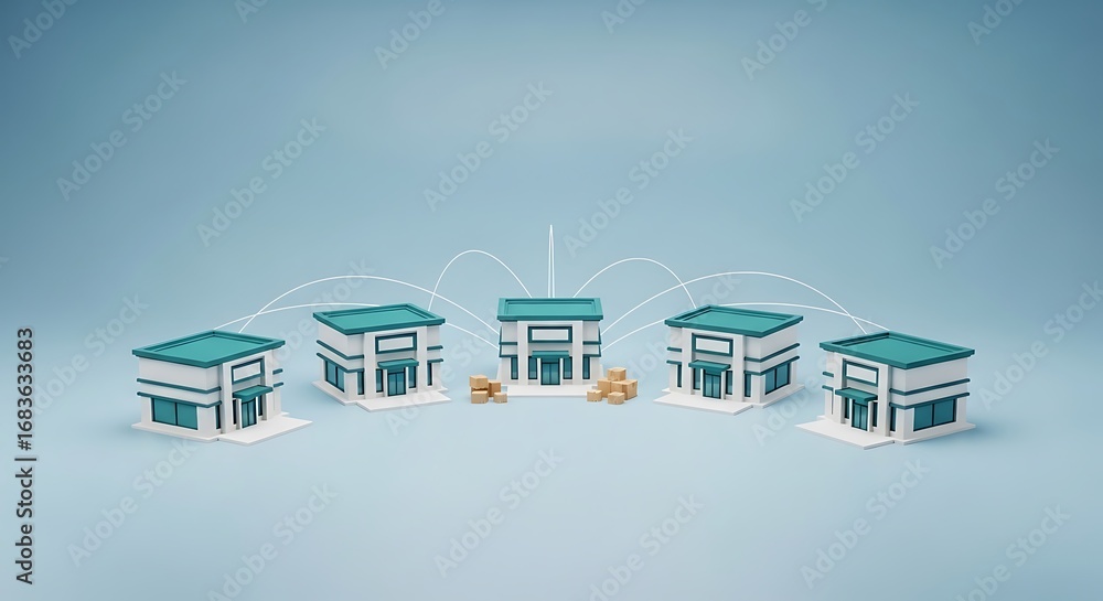 Fototapeta premium Five miniature models of the kaaba in mecca arranged in a semi circle