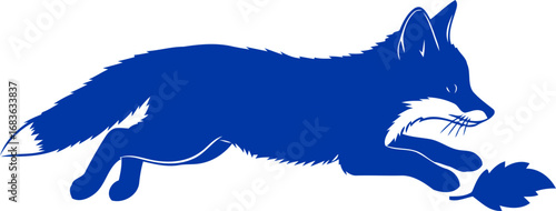 majestic blue fox silhouette an emblem of cunning, grace, and autumns whisper, isolated on transparent background