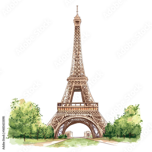 Eiffel Tower. Eiffel Tower watercolor vector illustration