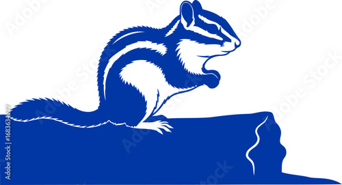 majestic cobalt blue chipmunk silhouette a symbol of natures alertness and enduring charm, isolated on transparent background