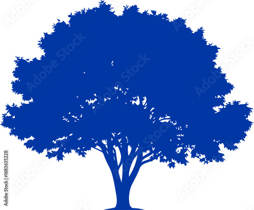 majestic cobalt blue tree silhouette tranquility, growth, and environmental harmony, isolated on transparent background