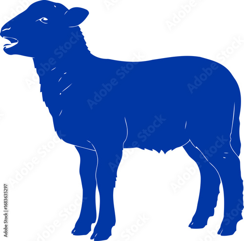 majestic cobalt lamb silhouette innocence, spring, and the promise of new beginnings, isolated on transparent background