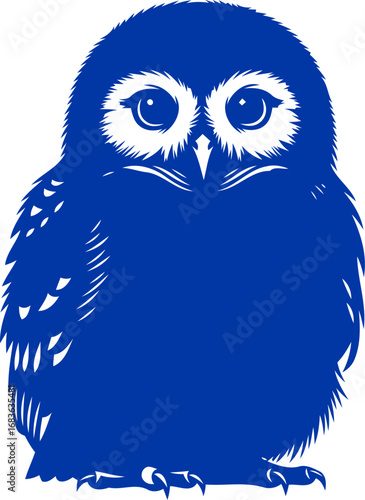 majestic cobalt owl silhouette wisdom, nocturnal grace, and serene mystery, isolated on transparent background