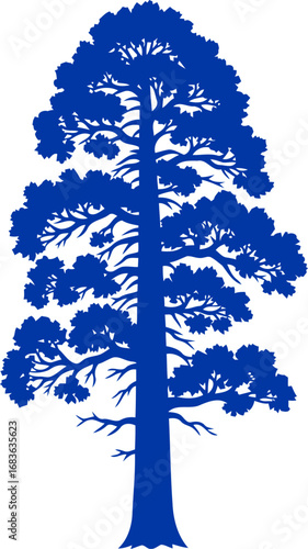 majestic cobalt redwood silhouette natures timeless strength, symbol of resilience and tranquility, isolated on transparent background