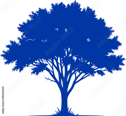 majestic cobalt silhouette a blue trees silent story of resilience, growth, and enduring serenity, isolated on transparent background