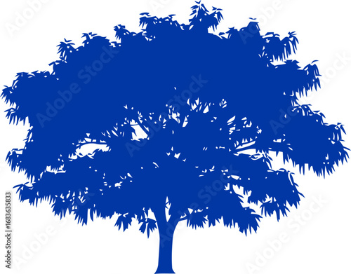majestic cobalt tree silhouette a symbol of life, growth, and enduring serenity, isolated on transparent background