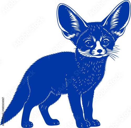 majestic fennec fox silhouette azure elegance, desert spirit, nights gentle guardian, isolated on transparent background