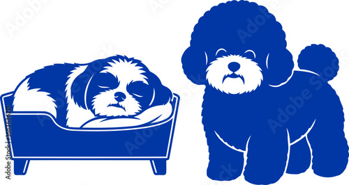 peaceful canine companions a shih tzus slumber, a poodles watchful presence, isolated on transparent background