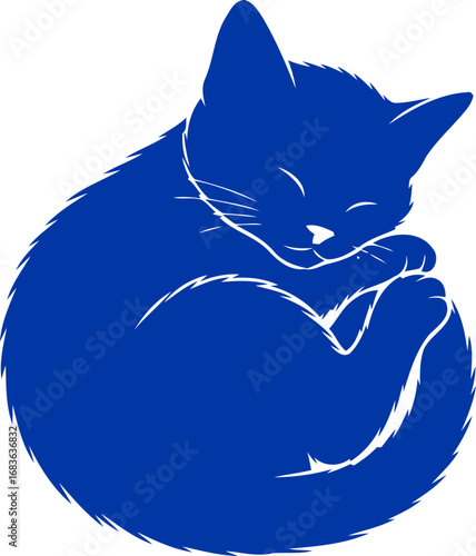 serene blue kitten silhouette a symbol of peaceful slumber, sweet dreams, and cozy comfort, isolated on transparent background