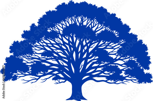 serene blue oak silhouette wisdom, resilience, and the timeless allure of natures embrace, isolated on transparent background