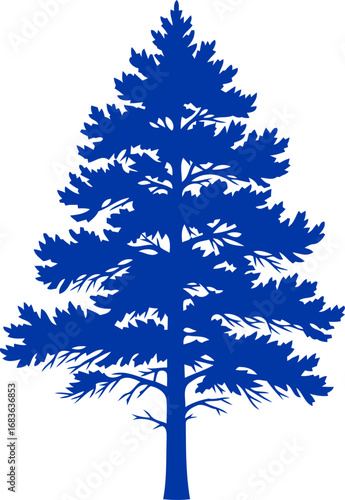 serene blue pine silhouette natures timeless wisdom, peaceful strength, and everlasting hope, isolated on transparent background