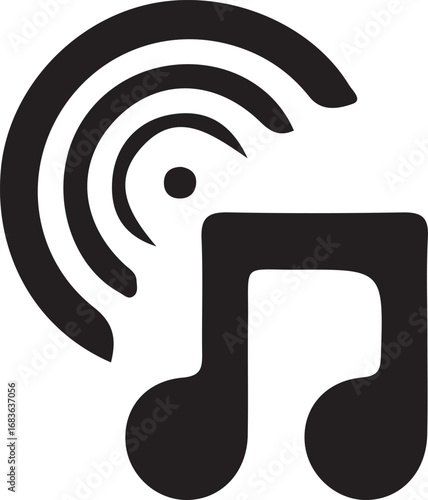 Digital music streaming broadcast icon symbol representing audio entertainment and radio waves vector