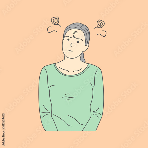 illustration of concerned woman on orange background expressing confusion