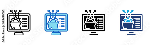 Cognitive Computing icon Multi Style Vector Illustration