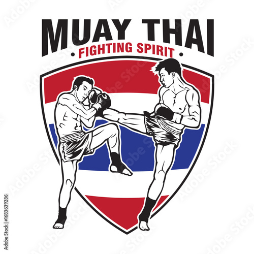 Thai boxing martial art vector illustration, perfect for t shirt design and martial art club