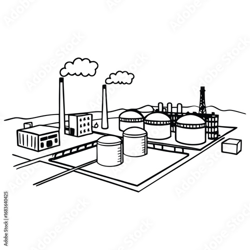 Of an industrial factory with storage tanks