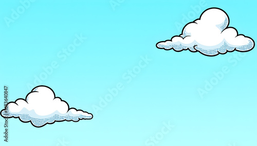 Cartoon-style sky background with clouds. Generative AI