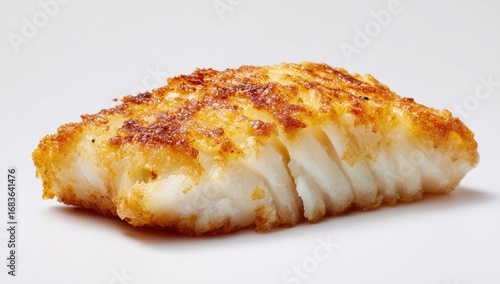 Pan-fried white fish fillet, golden-brown crust