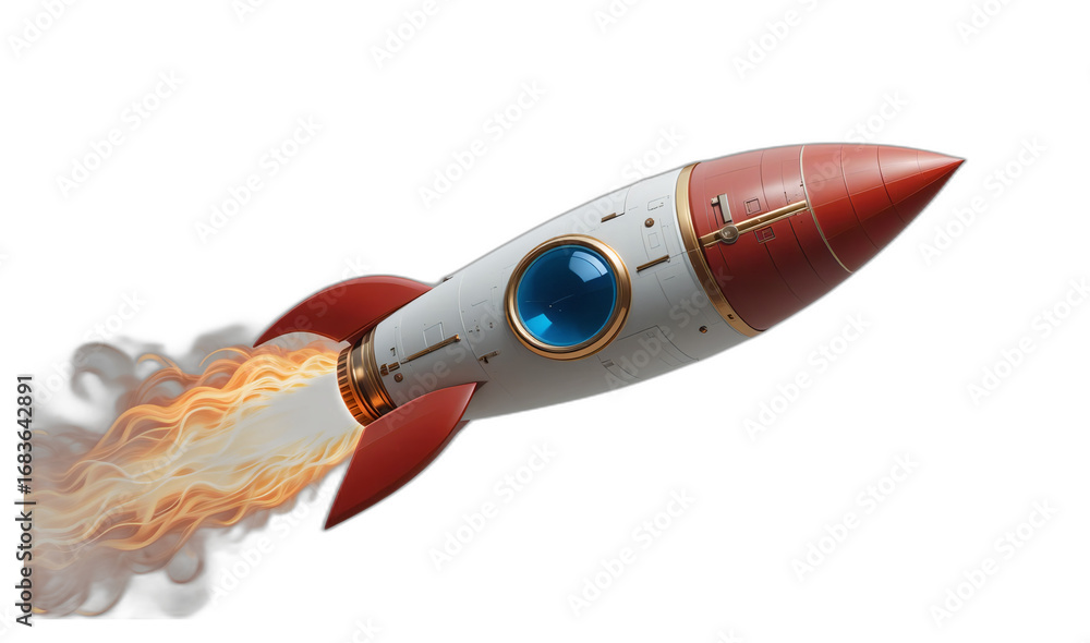 Fototapeta premium photorealistic retro-futuristic rocket liftoff render