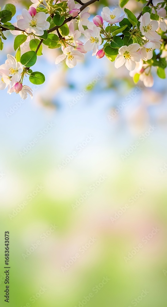 Obraz premium Delicate Pink and White Spring Blossoms on a Branch with Soft Bokeh flowers