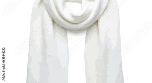 Soft white knitted scarf elegantly draped on a clean bright background today