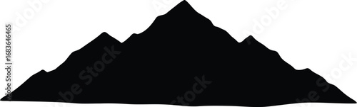 Jagged mountain peaks silhouette vector graphic for outdoor adventure branding vector