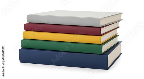 Stack of Colorful Books Isolated on White Background
