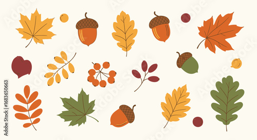 Stylish Fall Autumn Leaves and Acorns Seamless Pattern for Seasonal Design, Thanksgiving Decorations, Thanksgiving Crafts, Nature-Inspired Art, Printable Fall Greetings, and Autumn Celebration Themes