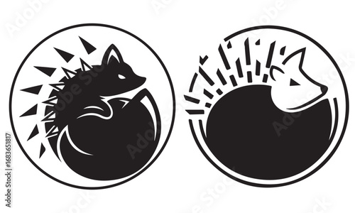 Minimalist Black and White Animal Logo Designs with Spiky Textures
