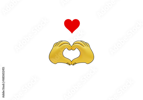 3D hands making heart gesture yellow png on transparent background
