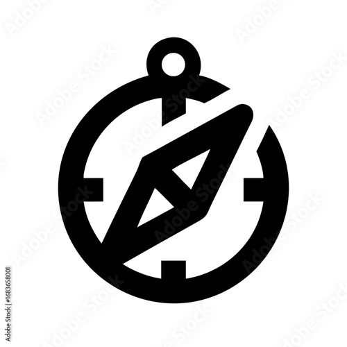 Vector art of black compass icon for navigation and travel
