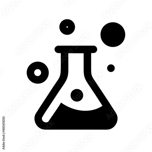 Vector art of erlenmeyer flask with liquid and bubbles