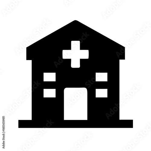 Vector art of hospital building icon, representing medical care