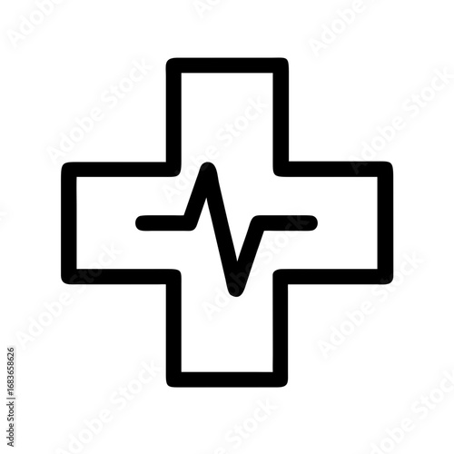Vector art of medical cross with heartbeat line