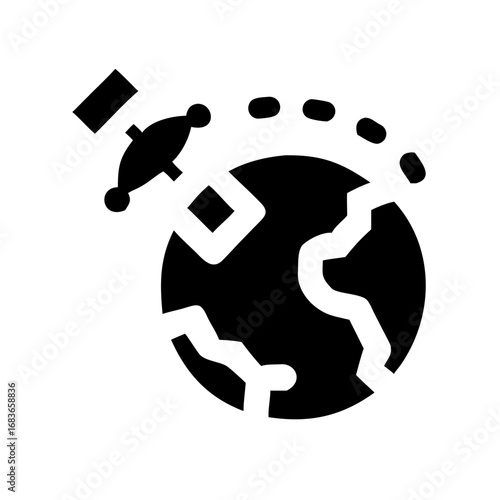 Vector art of satellite orbiting earth for global communication
