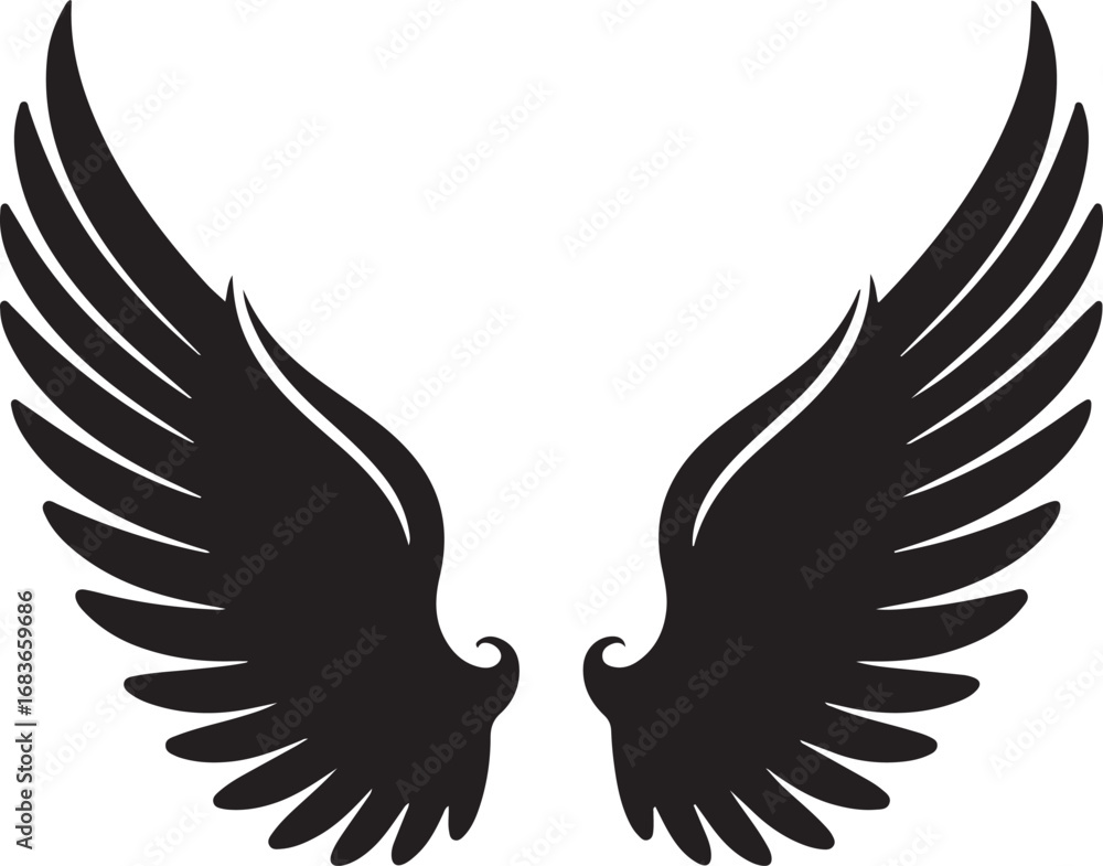 Fototapeta premium Eagle with open wings flying vector silhouette illustration