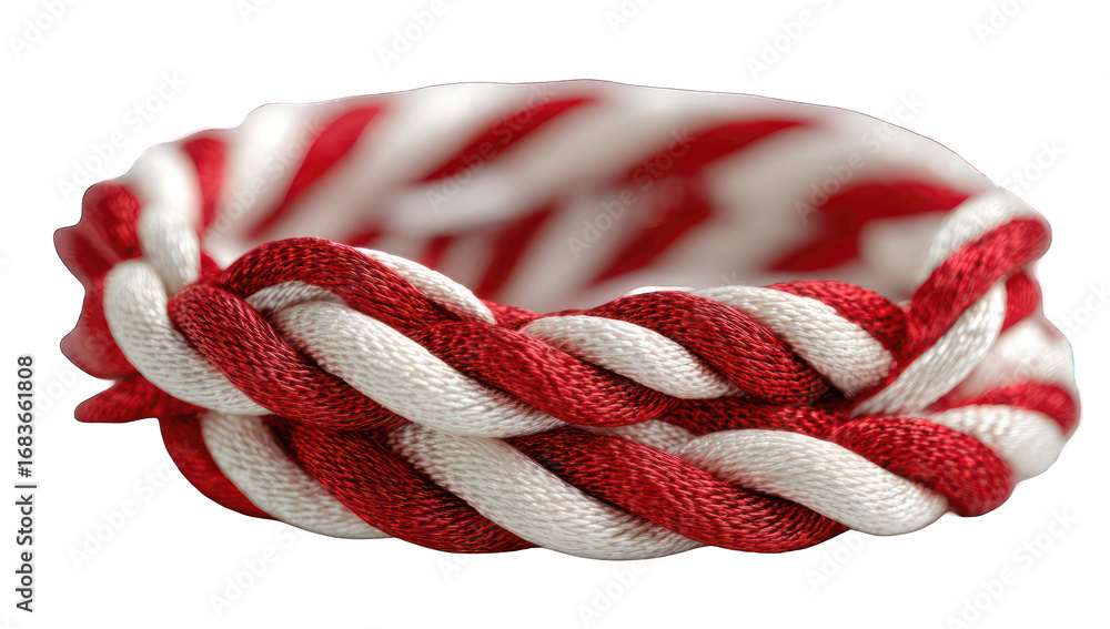 Fototapeta premium Red and white braided fabric band