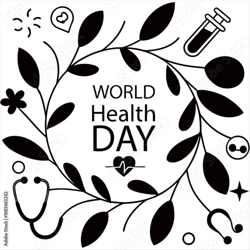 World Health Day is a global health awareness day celebrated every year on 7th April. Vector illustration design